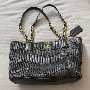 Coach Madison Style 20522, pleated leather, purple lining, gold accents